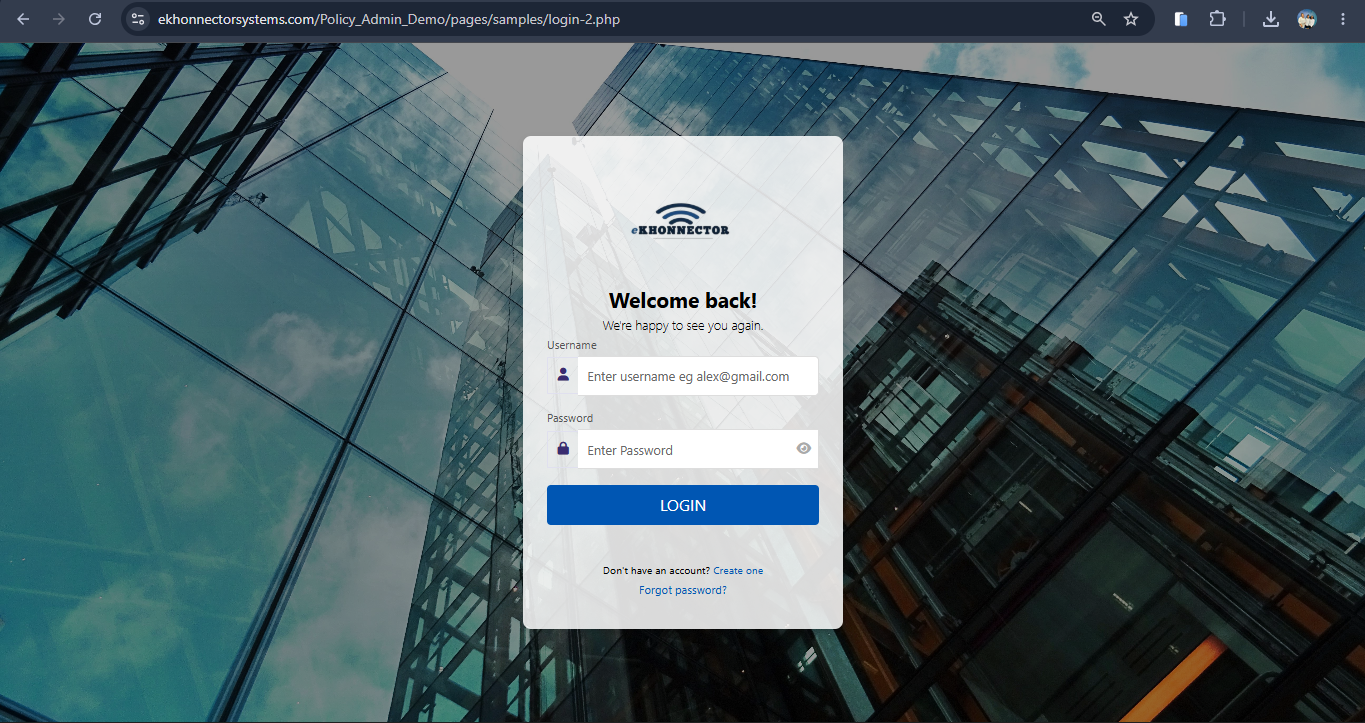 System's Login Page